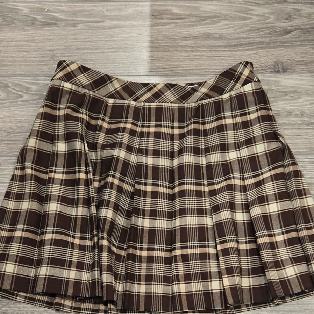 Aritzia Sunday Best Plaid Brown Skirt